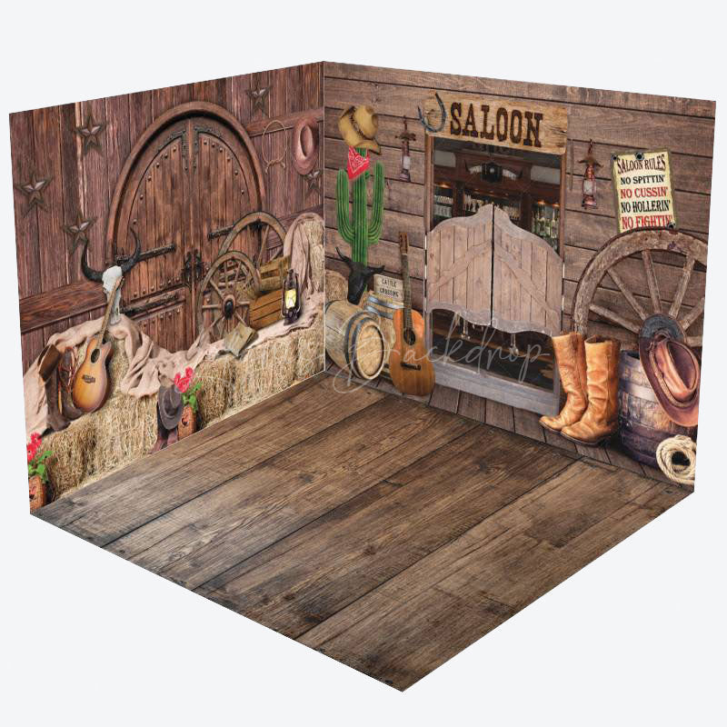 Lofaris Western Cowboy Saloon Wooden House Room Set Backdrop