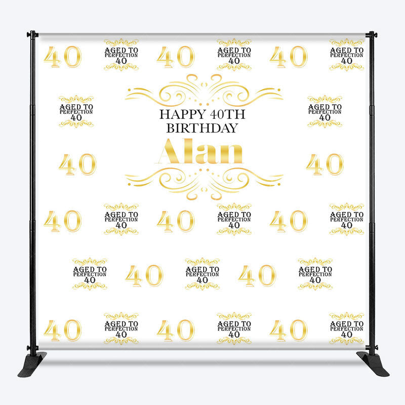 Lofaris White Aged To Perfection 40 Custom Birthday Backdrop