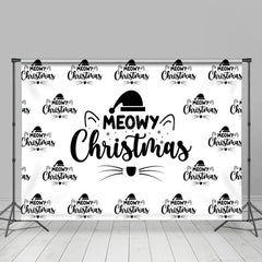 Lofaris White And Black Step Repeat Meowy Christmas Backdrop