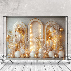 Lofaris White Arch Leaves Balloon Elegant Christmas Backdrop