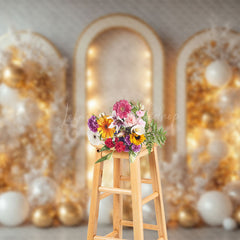 Lofaris White Arch Leaves Balloon Elegant Christmas Backdrop