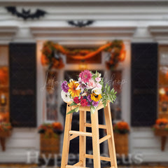 Lofaris White Black Halloween Vibe Store Porch Backdrop