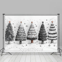 Lofaris White Black Painted Pine Trees Christmas Backdrop