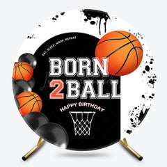 Lofaris White Black Sport Born 2 Ball Round Birthday Backdrop