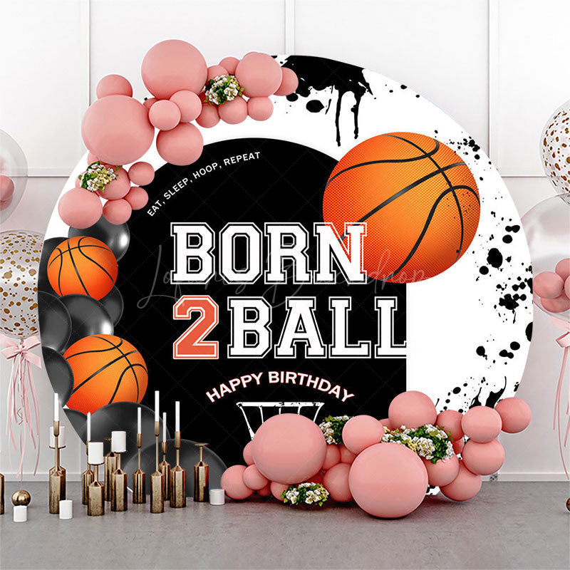 Lofaris White Black Sport Born 2 Ball Round Birthday Backdrop