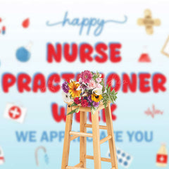 Lofaris White Blue Happy Nurse Practitioner Week Backdrop