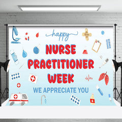 Lofaris White Blue Happy Nurse Practitioner Week Backdrop