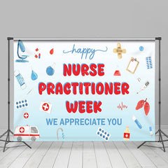 Lofaris White Blue Happy Nurse Practitioner Week Backdrop