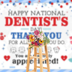 Lofaris White Blue Teeth Happy National Dentists Day Backdrop