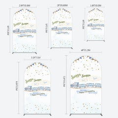 Lofaris White Blue Train Happy 2nd Birthday Arch Backdrop