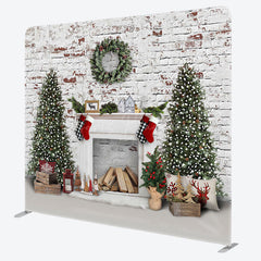 Lofaris White Brick Fireplace Christmas Pillow Case Backdrop