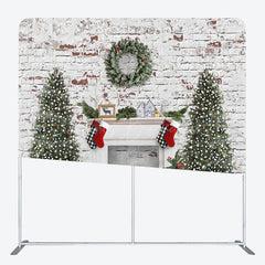 Lofaris White Brick Fireplace Christmas Pillow Case Backdrop