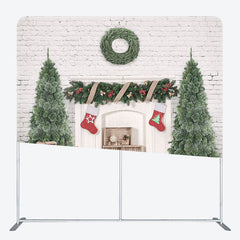 Lofaris White Brick Wall Fireplace Xmas Pillow Case Backdrop