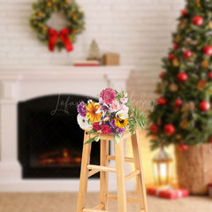 Lofaris White Brick Wall Garland Decoration Christmas Backdrop