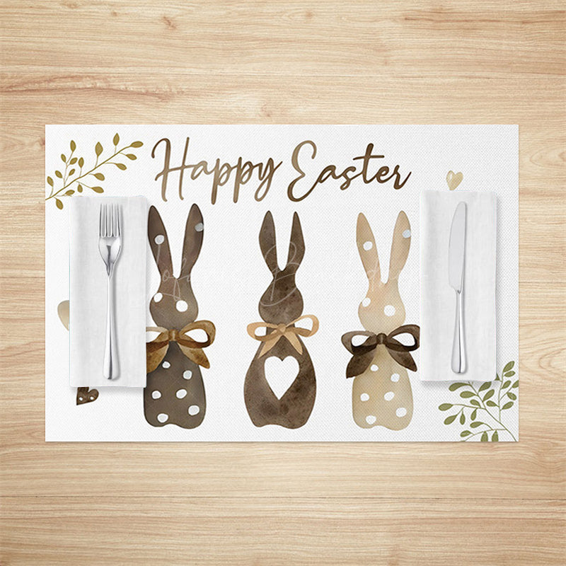 Lofaris White Brown Bunny Plant Easter Set Of 4 Placemats