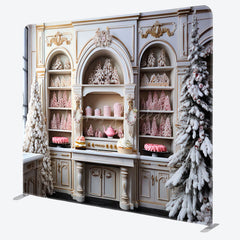 Lofaris White Cabinet Tree Dessert Christmas Square Backdrop