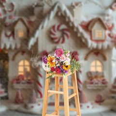 Lofaris White Candy House Xmas Tree Christmas Photo Backdrop