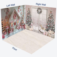 Lofaris White Christmas House Window Scene Room Set Backdrop