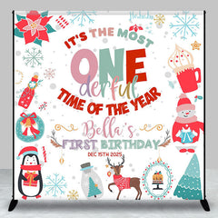 Lofaris White Christmas Onederful Custom Birthday Backdrop