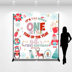 Lofaris White Christmas Onederful Custom Birthday Backdrop