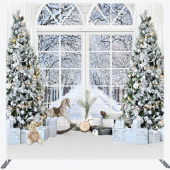 Lofaris White Christmas Trees Window Pillow Cover Backdrop