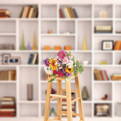 Lofaris White Clean Cabinet Photos Books Candle Backdrop