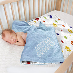 Lofaris White Colorful Cute Paw Print Minky Baby Blanket