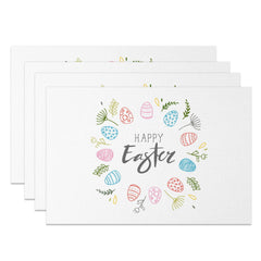 Lofaris White Colorful Eggs Leaves Easter Set Of 4 Placemats