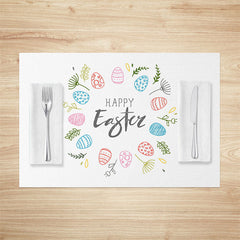 Lofaris White Colorful Eggs Leaves Easter Set Of 4 Placemats