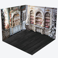 Lofaris White Display Cabinet Christmas Room Set Backdrop