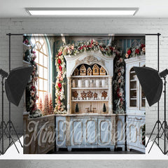 Lofaris White Display Cabinet Christmas Room Set Backdrop