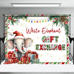 Lofaris White Elephant Christmas Gift Exchange Party Backdrop