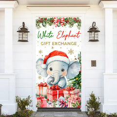 Lofaris White Elephant Gift Exchange Christmas Door Cover