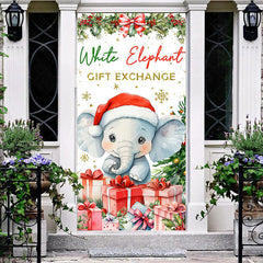 Lofaris White Elephant Gift Exchange Christmas Door Cover