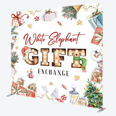 Lofaris White Elephant Gift Exchange Pillow Case Backdrop