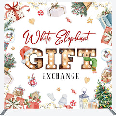 Lofaris White Elephant Gift Exchange Pillow Case Backdrop