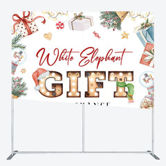 Lofaris White Elephant Gift Exchange Pillow Case Backdrop