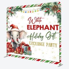 Lofaris White Elephant Gift Exchange Tension Fabric Backdrop