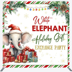 Lofaris White Elephant Gift Exchange Tension Fabric Backdrop