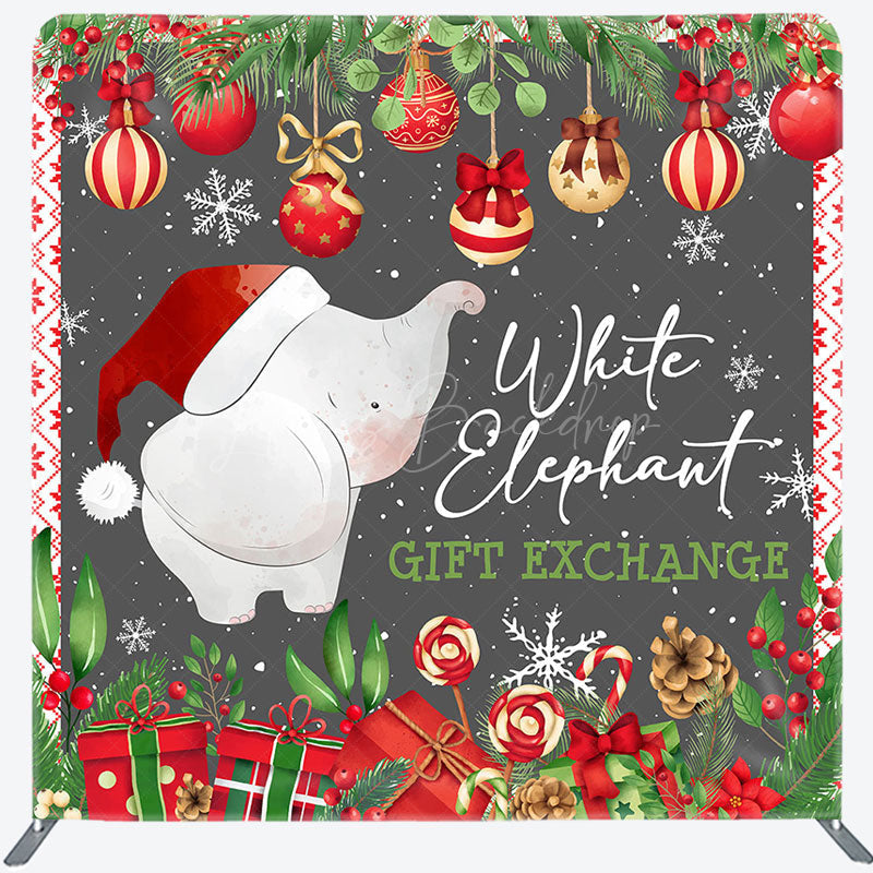 Lofaris White Elephant Gifts Exchange Pillow Case Backdrop