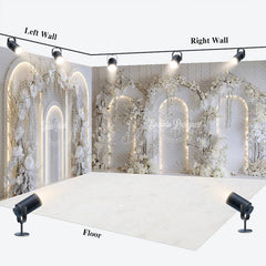 Lofaris White Fine Art Floral Arch Wedding Room Set Backdrop