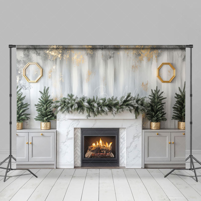 Lofaris White Fireplace House Indoor Winter Christmas Backdrop