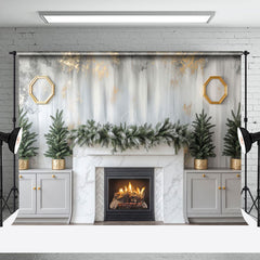 Lofaris White Fireplace House Indoor Winter Christmas Backdrop