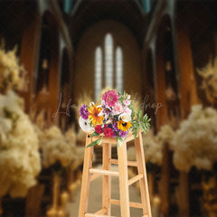 Lofaris White Floral Church Architecture Wedding Backdrop