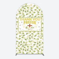 Lofaris White Floral Leaves Thank You Pastor Arch Backdrop