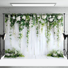 Lofaris White Flower Green Plant Decorative Wall Backdrop