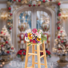 Lofaris White Gold Lit Christmas Nutcracker Store Backdrop