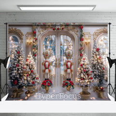 Lofaris White Gold Lit Christmas Nutcracker Store Backdrop