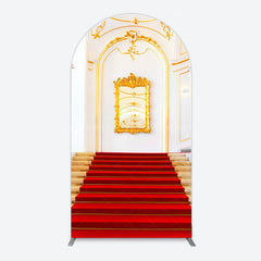 Lofaris White Gold Palace Red Stairs Luxury Arch Backdrop