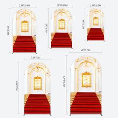 Lofaris White Gold Palace Red Stairs Luxury Arch Backdrop